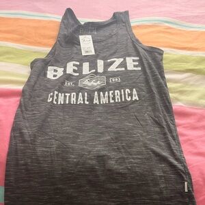 Belize Central America Gray Tank Top with White Print